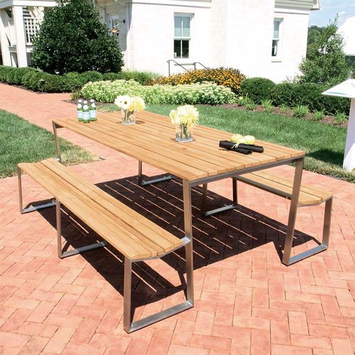 Moderner Picknicktisch - BOND : 6969 - COUNTRY CASUAL TEAK - Teakholz / Edelstahl / rechteckig