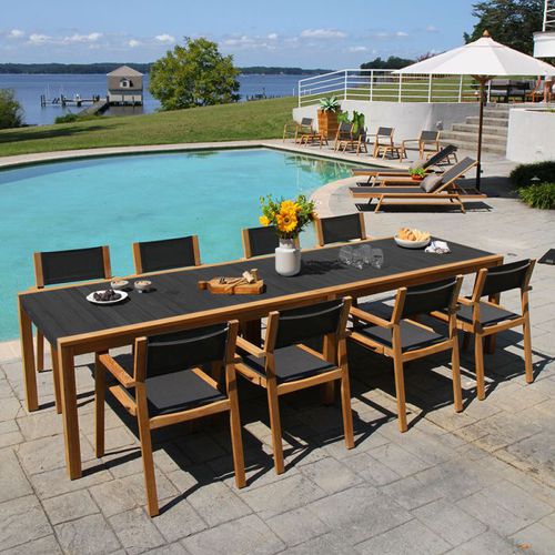 Moderner Esstisch - SUMMIT - COUNTRY CASUAL TEAK - Aluminium / Gestell aus Teakholz / rechteckig