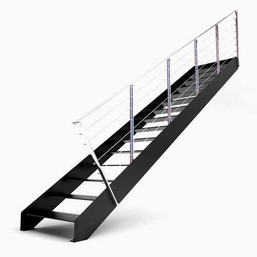 Gerade Treppe - L20-2R-GFL - d'OPERA STAIRS - Metallstufen / mit Metallstruktur / modern