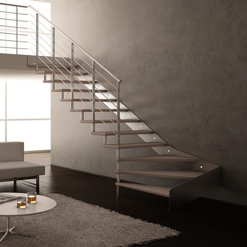 Viertelgewendelte Treppe - L20-1R-GLE - d'OPERA STAIRS - Holzstufen / mit Metallstruktur / modern
