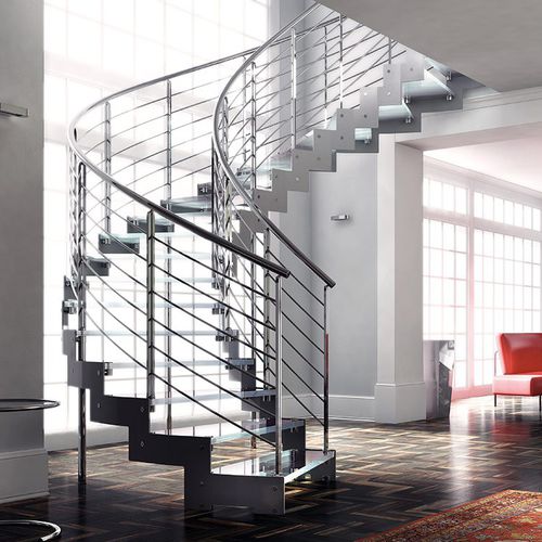 Runde Wendeltreppe - L20-2E-GVE - d'OPERA STAIRS - Glasstufen / mit Metallstruktur / modern