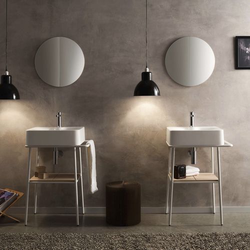 Freistehender Waschtisch-Unterschrank - FUJI - NOVEL BATHROOM FURNITURE - Massivholz / Keramik / Metall