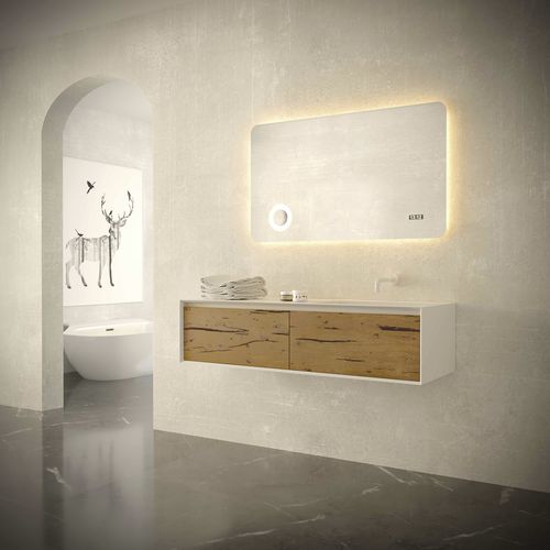 Wandmontierter Waschtisch-Unterschrank - PLANAR COMP 07 - NOVEL BATHROOM FURNITURE - Eiche / lackiertes Holz / Holzfurnier