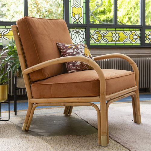 Moderner Sessel - RIVIERA - KOK Maison - Samt / Rattan / mit abnehmbarem Kissen