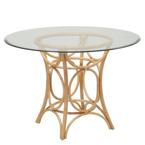 Moderner Esstisch - GINGKO - KOK Maison - Rattan / Glas / Gestell aus Rattan