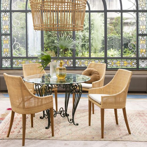 Moderner Esszimmerstuhl - SAIGON - KOK Maison - für den Innenraum / Teakholz / Rattan