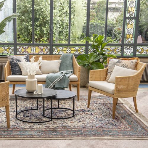 Moderner Sessel - SAIGON - KOK Maison - Baumwolle / Leinen / Teakholz