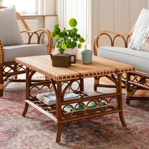 Moderner Couchtisch - BAGATELLE - KOK Maison - Sperrholz / Rattan / Gestell aus Rattan