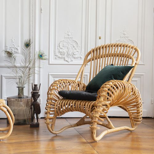 Moderner Sessel - BOUCLE - KOK Maison - Stoff / Rattan / Rattan