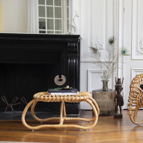 Moderner Fußschemel - BOUCLE - KOK Maison - Rattan / für den Innenraum