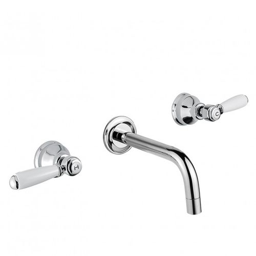 Zweigriffmischer für Waschtisch - BDM-MBR-309-W - BAGNODESIGN - wandmontiert / aus verchromtem Metall / für Badezimmer