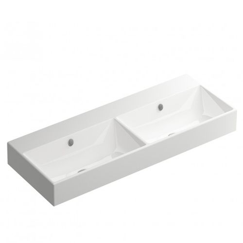 Wand-Waschbecken - BDS-FUN-704-A-WH - BAGNODESIGN - Keramik / doppelt / rechteckig