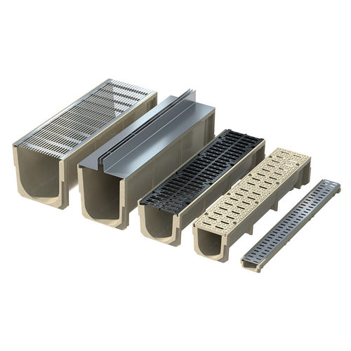Gitter-Abflussrinne - MB-PCT-100 - Moonbay Industrial Co., Ltd. - zentrale Schlitz / seitliche Schlitz / Polymerbeton