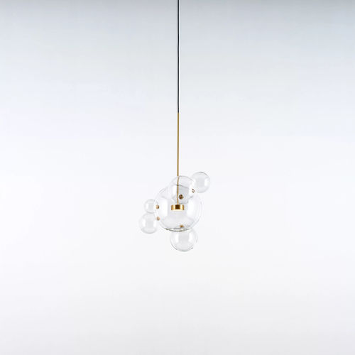 Hängelampe - Bolle 06 - Giopato & Coombes - Messing / Borosilikatglas / geblasenes Glas