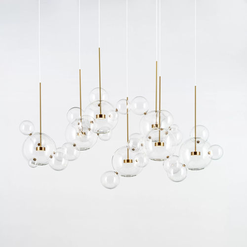 Moderner Kronleuchter - Bolle ZigZag 24 - Giopato & Coombes - Messing / Borosilikatglas / geblasenes Glas