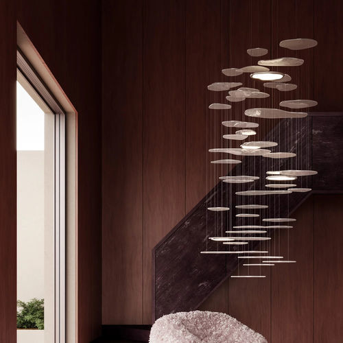 Moderner Kronleuchter - Bruma Cascade 185 - Giopato & Coombes - Aluminium / Muranoglas / für Gewerbegebrauch
