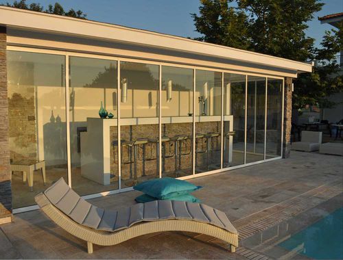 Falttrennwand - F5 - Salinox - mit Glasfront / Aluminium / für professionellen Einsatz