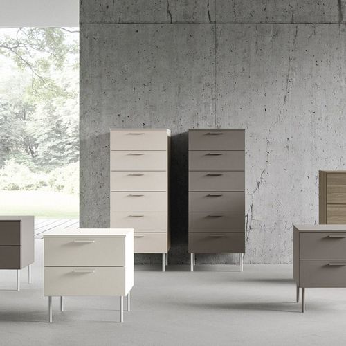 Moderner Chiffonnier - PRAGA - cinquanta3 - lackiertes Holz / braun / beige