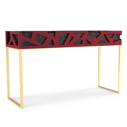 Moderner Konsolentisch - Kanda - BITANGRA - lackiertes Holz / Acryl / Gestell aus gebürstetem Messing