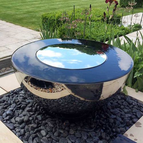 Garten-Springbrunnen - SKY CHALICE - DAVID HARBER - polierter Edelstahl / modern
