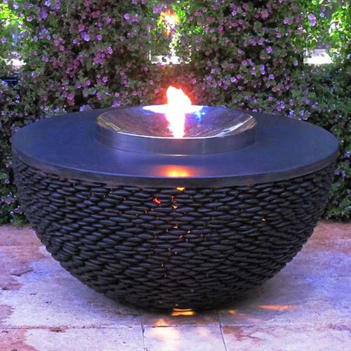 Garten-Feuerstelle / Gas - DAVID HARBER - polierter Edelstahl