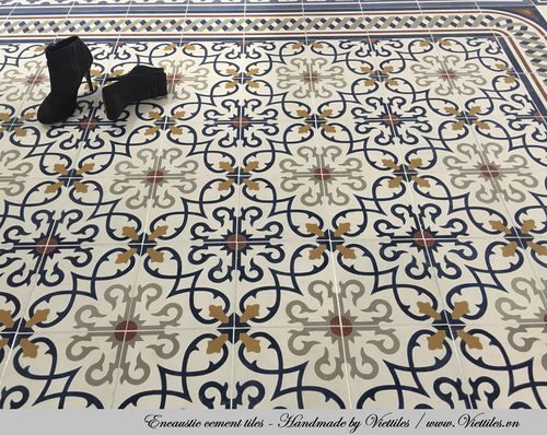 Matte Zementfliese - V20-296 - Viet Tiles Corporation - für den Innenraum / Boden / 20x20 cm