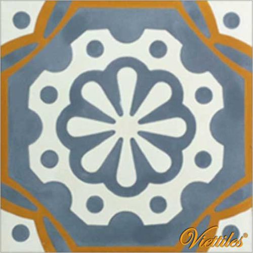 Schindelförmige Zementfliese - V20-006 - Viet Tiles Corporation - quadratisch / blau / handgefertigt