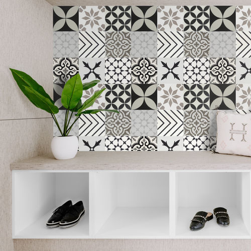 Zement-Zementfliese - BLACK WHITE - Viet Tiles Corporation - für den Innenraum / für Außenbereich / für Badezimmer