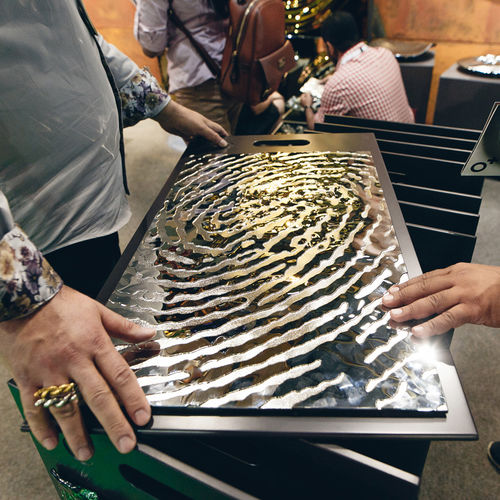 Dekorplatte für Wand - FINGERPRINT - PlusObject - Glas / texturiert