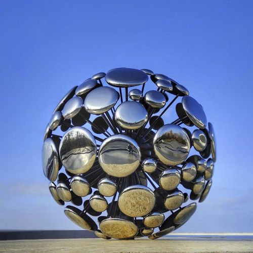 Glasskulptur - Space - PlusObject - freistehend / für Gewerbegebrauch / silberfarben