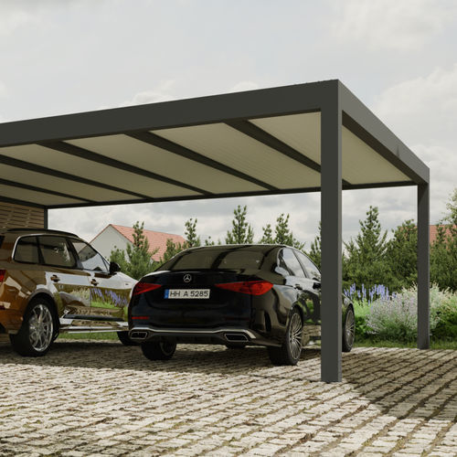 Selbsttragende Pergola - F240 - Soltec - Aluminium / Edelstahl / mit Sonnenschutzlamellen