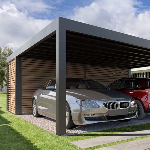 Selbsttragende Pergola - SL240 - Soltec - Metall / Holz / mit Sonnenschutzlamellen