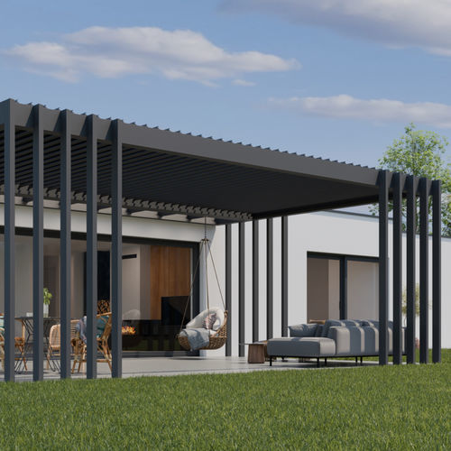 Angebaute Pergola - Soltec - selbsttragend / Aluminium / Glas-Überdachungen
