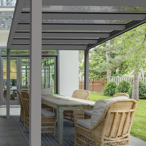 Vordach für Tür - Soltec - für Terrasse / Metall / Glas