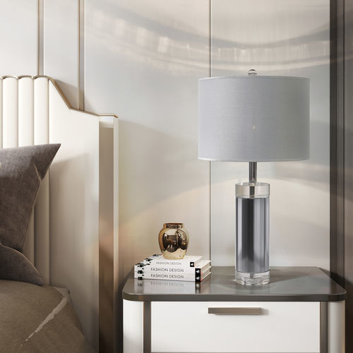 Tischlampe - METANIRA - K-LIGHTING - Edelstahl / Kristall / Stoff