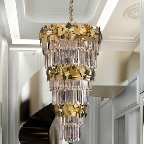 Moderner Kronleuchter - HEMERA - K-LIGHTING - Kristall / Edelstahl / 14 Glühbirnen