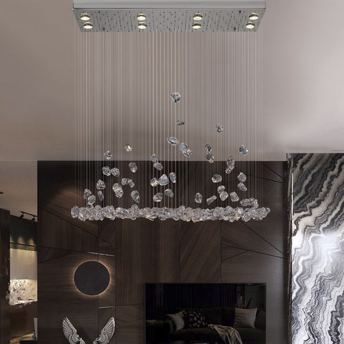 Moderne Deckenleuchte - STONES - K-LIGHTING - rechteckig / Glas / Edelstahl