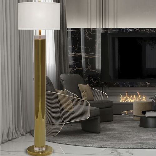 Stehleuchte - METANIRA - K-LIGHTING - Edelstahl / Kristall / Stoff