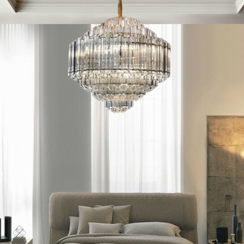 Moderner Kronleuchter - LUX - K-LIGHTING - Glas / Edelstahl / 8 Glühbirnen