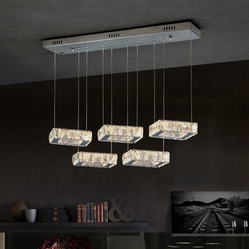 Moderner Kronleuchter - LINE TAPLED - K-LIGHTING - Kristall / Edelstahl / für Gewerbegebrauch