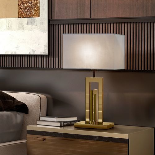 Tischlampe - LINE NEAT - K-LIGHTING - Edelstahl / Stoff / modern