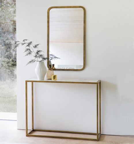 Moderner Konsolentisch - Siena - TOM FAULKNER - Glas / Marmor / Gestell aus Stahl