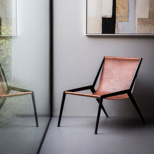 Moderner Kaminsessel - Berlin - TOM FAULKNER - Leder / Stahl / braun