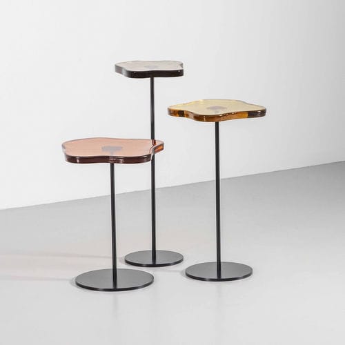 Moderner Beistelltisch - Lily - TOM FAULKNER - aus venezianischem Glas / Stahl / Edelstahl