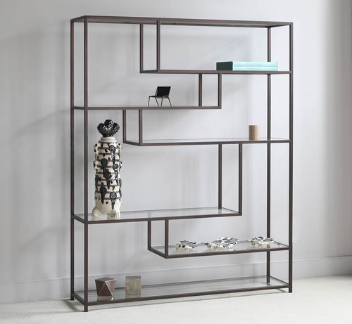 Modernes Regal - Melrose - TOM FAULKNER - Edelstahl / Glas / braun