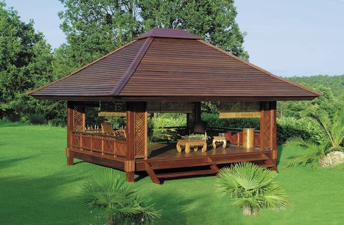 Merbau Pavillon - 20M2 - Teck Time - Holzdach / für Bar / für Wellnesscenter