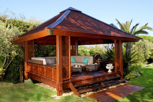 Merbau Pavillon - 16M2 - Teck Time - Holzdach / mit Holzstruktur / für Hotels