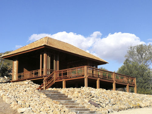 Holzpavillon - 28M2 - Teck Time - Holzdach / mit Holzstruktur / für öffentliche Bereiche