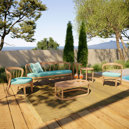 Modernes Lounge-Gartenmöbel - Udi - arianeske - Teakholz / Stoff / für Privatgebrauch