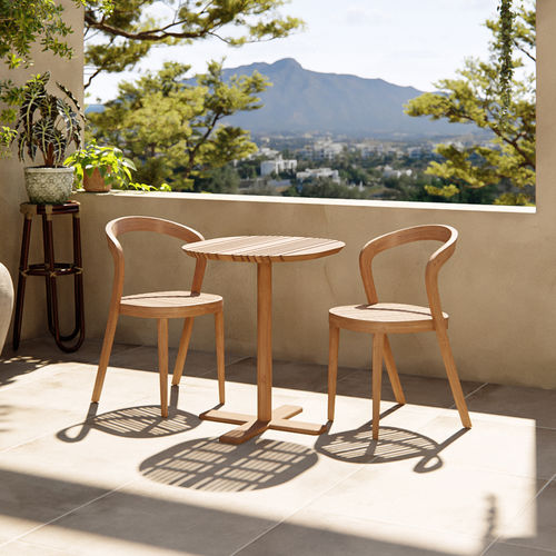 Moderne Tisch- und Stuhlkombination - Udi - arianeske - für Garten / Teakholz / rund